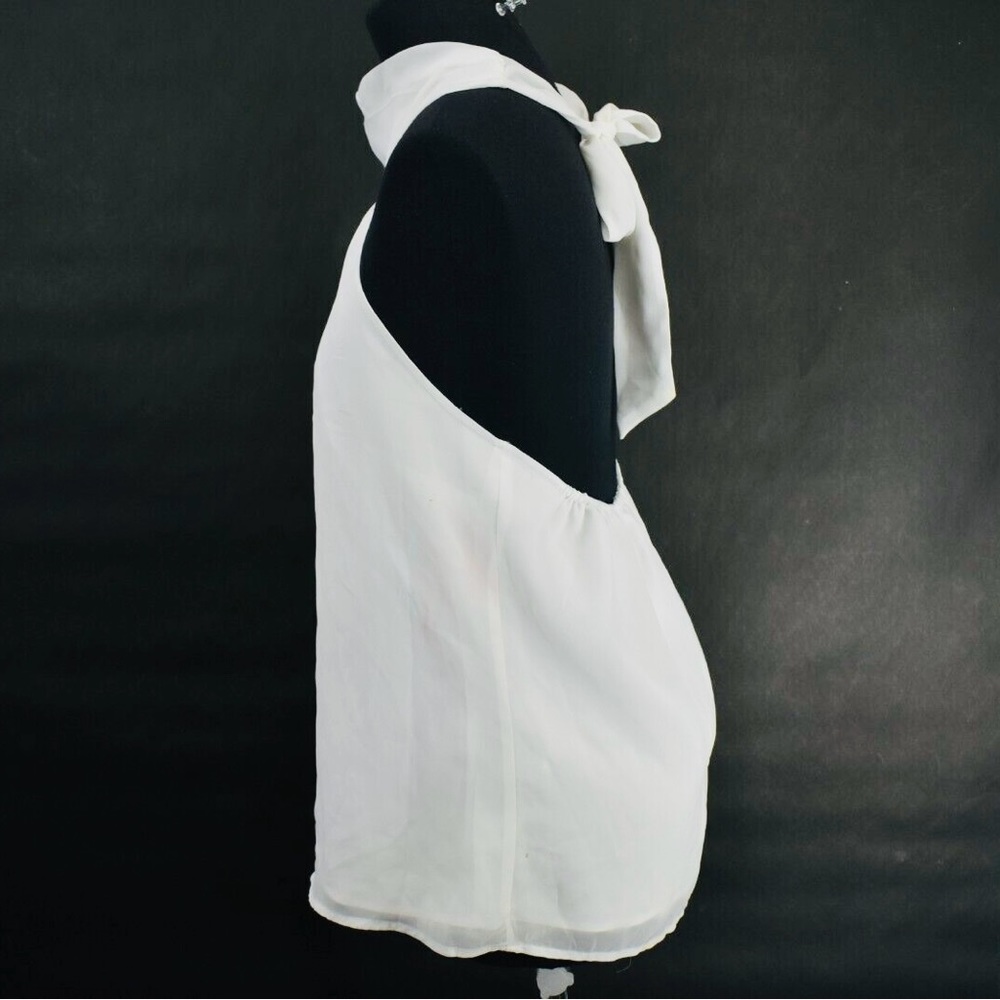 White Flowing Halter Bow Blouse